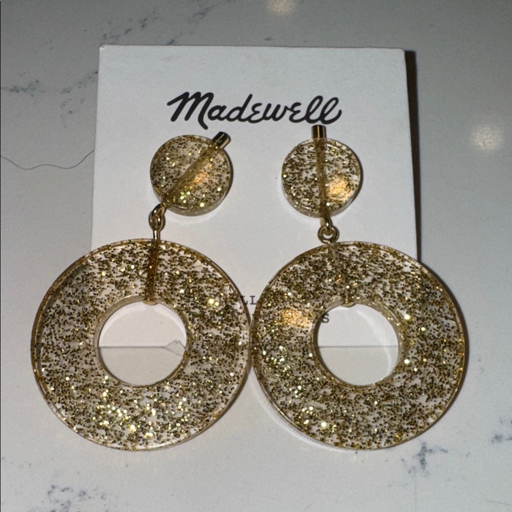 Madewell Sparkling Gold Disc Earrings NEW - never worn